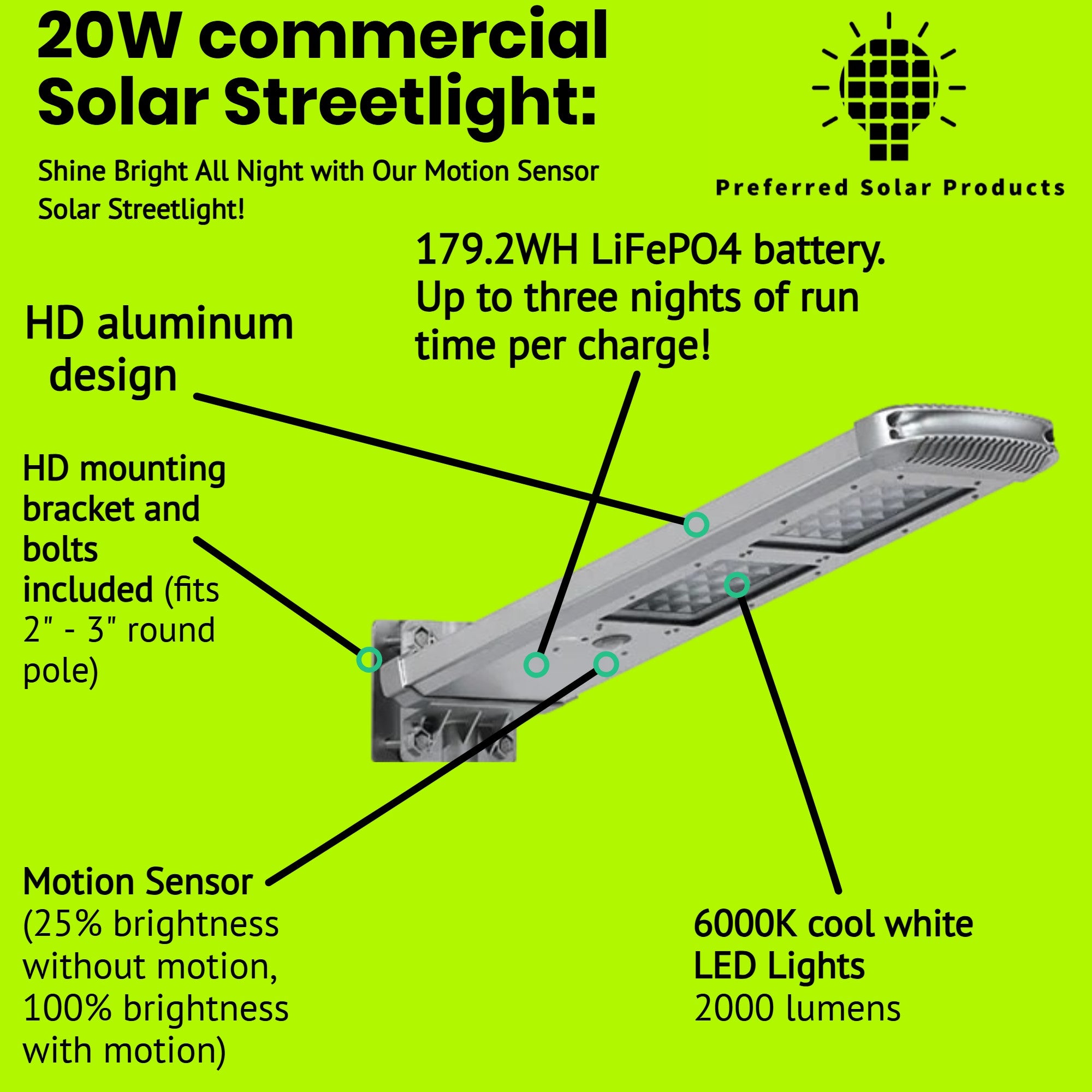 Preferred Solar Products: Commercial Solar streetlights